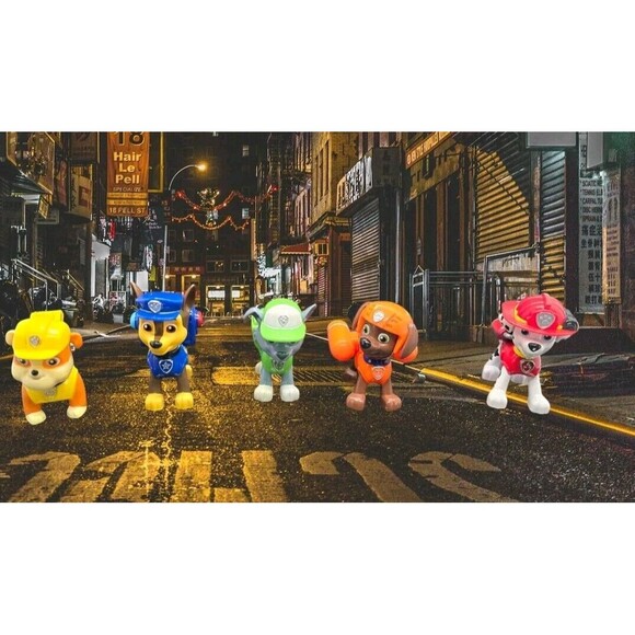 Spinmaster Lot of 5 Paw Patrol Figures Chase Pop Out Rubble Chase Rocky Zuma Mar - Picture 1 of 11
